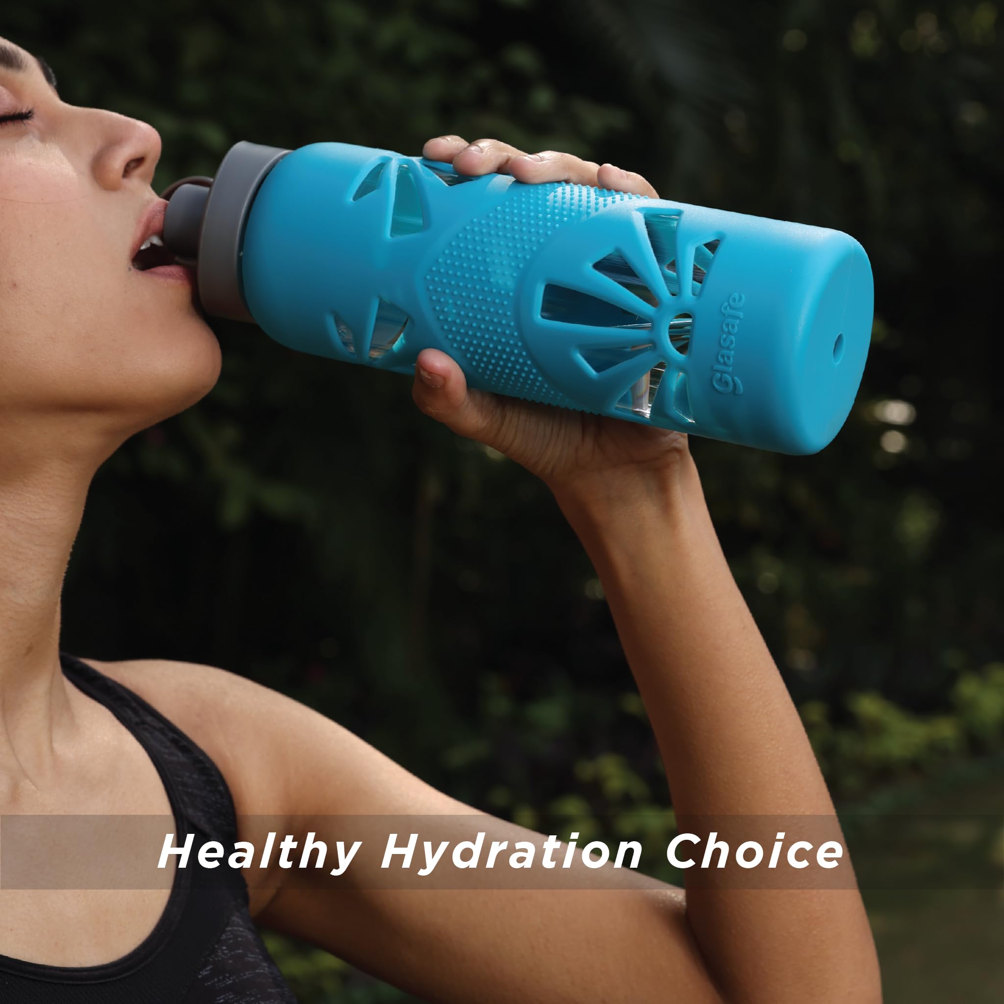 GLASAFE Desk Munch Combo Borosilicate Glass Tiffin & Bottle Set - Water Bottle|Microwave Safe Lunch Box|Lunch Boxes for Office M